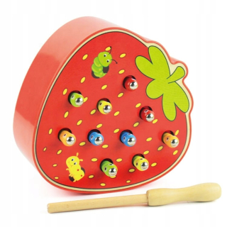 LT295 Drevená hra Catch A Worm Strawberry Rod
