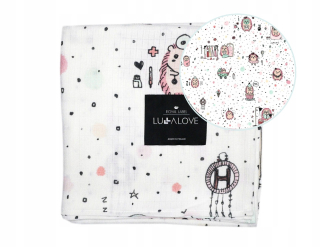 Lullalove Musinowe Swaddle 100x100cm Pink Hedgehog
