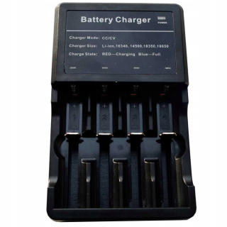 USB nabíjačka 4x dobíjacie batérie 14500 18650 CR123 CE