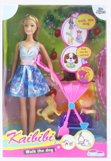 Doll Walk so psami v kočíku kočíka