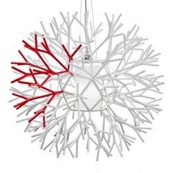 Závesná lampa z koralového útesu biela a červená 62 cm