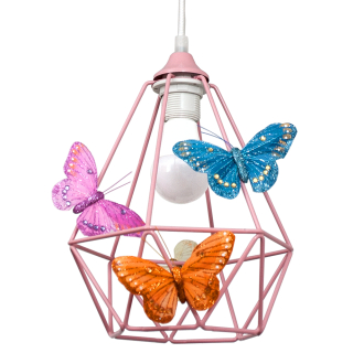 Závesná lampa pre dievča motýľa 1 ružová
