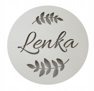LED nočná lampa s menom dieťaťa 30 cm biela
