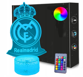 Real Madrid 3D LED USB + pilotná nočná lampa
