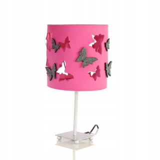 Nočná lampa ružové motýle so šedým doplnkom.