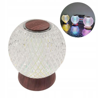 Led krištáľová guľová stolová lampa akrylová bezdrôtová