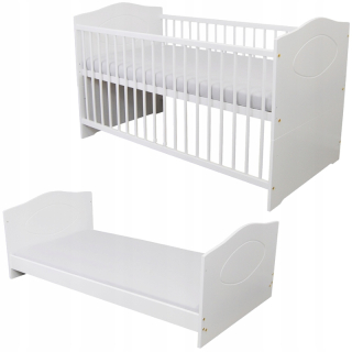Detská postieľka, 2in1 Kuba Biały 140x70 + matrac
