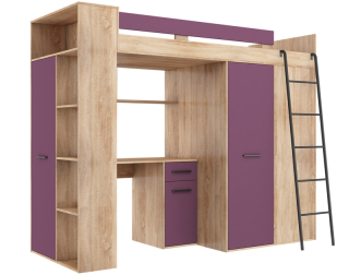 Mezzanine Bed Wardrobe Desk Veran P Sonoma/File