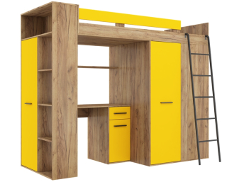 Mezzanine posteľ šatníka stola veran P Craftz/žltá