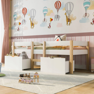 Detská posteľ 90x200 s 2 zásuvkami Solid Pine