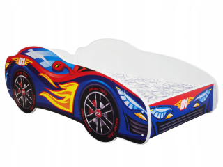 Detská posteľ s matracom - červené -blue auto 140x70