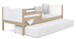Jedna -posteľná posteľ 200x90 biela borovica max p2