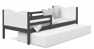 Jedna -posteľná posteľ 200x90 Šedá biela max P2