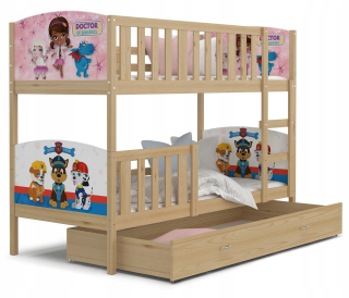 Bunk Bed 160x80 Drevené s grafikou Tami