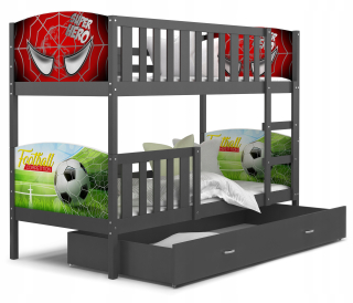 Bunk Bed 160x80 Gray s grafikou Tami