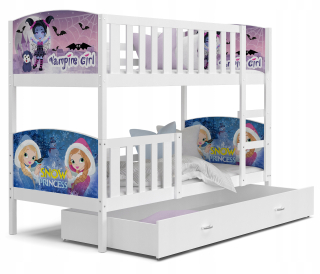 Bunk Bed 190x80 Biela s grafikou Tami