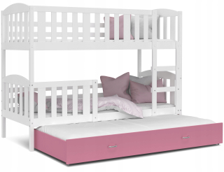 Bunk Bed 190x80 White Roses Winnie 3 osoby