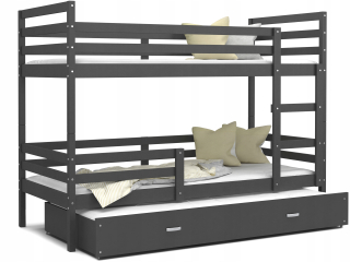 Bunk Bed 200x90 Gray Jacek 3 osoby