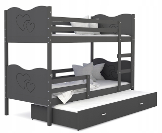 Bunk Bed 200x90 Gray Max 3-person