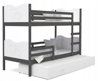Bunk Bed 200x90 Gray White Max 3-osoby