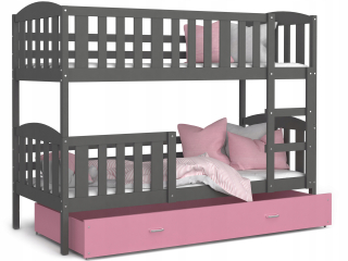 Bunk Bed 200x90 Gray Pink Winnie