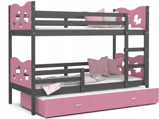 Poschodová posteľ 200x90 šedá ružová max 3-person