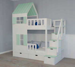 Bunk Bed House 80x180 cm