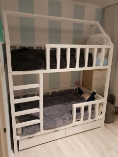 Pine Detská poschodová posteľ 80x160 dom