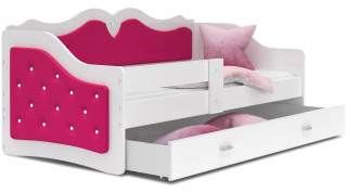 Čalúnené posteľ 160x80 c. Róż + lili matrac