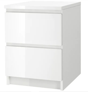 Malm Dresser, 2 zásuvky, biely lesk, 40x55 cm