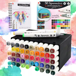 Watercolor Markers Set 50ks + Skicár