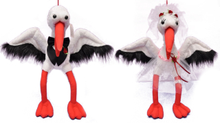Plyšový maskot bociarový pár darček pre svadbu PL