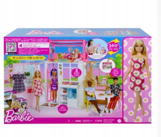 Mattel Compact Set of House + Barbie Doll