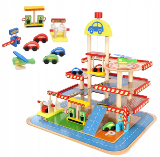 Mega Car Track Wooden Parking Car Garage Auto
