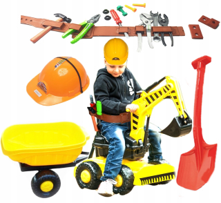 Mega Great Excavator + Trailer + prilba + pás nástroja