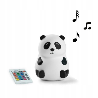 Mäkká LED lampa panda miś LED s reproduktorom
