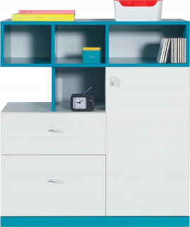 Mobi 09 Dresser nábytok biely tyrkysový stôl šatník