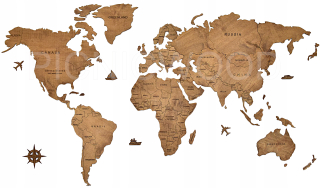 Mapa sveta pre drevenú stenu veľká 150 cm 85 cm