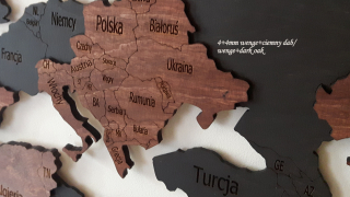 Svetová mapa pre stenu 16 mm dreva 330x165 Drevo