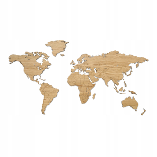 Svetová mapa dekorácie dreva 3D na stene 216 cm