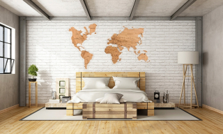 Mapa sveta zo Solid Oak Wood 100x62 cm