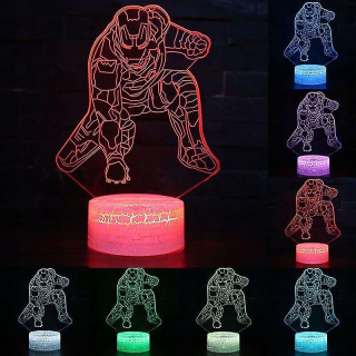 Marvel Hero Iron Man 3D ilúzia Light Desk Night