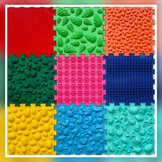 Zmyslová mata puzzle 9ks vzdelávacie pre masáž