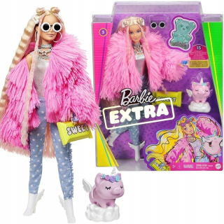 Mattel Barbie extra bábika v ružovej kožušine