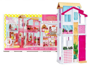 Mattel Barbie Municipal House z 3-pooma DLY32