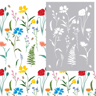 Lúka - maľovanie šablóny - Meadow - Shabby Chic