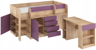 Mezzanine Furniture Bed Smile L Sonoma/Violet