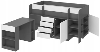 Nábytok poschodová posteľ s úsmevom P Graphite/Biela
