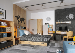 Mládežnícky nábytok Quubic 1 Oak Artisan Wardrobe Desk