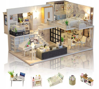 Miniatúrny dom s hudbou a nábytkom - C